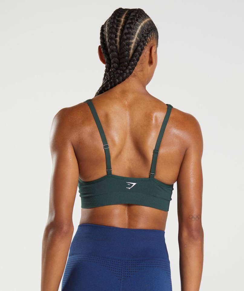 Women's Gymshark Vital Seamless 2.0 V Neck Sports Bra Dark Green | CA 70DN18